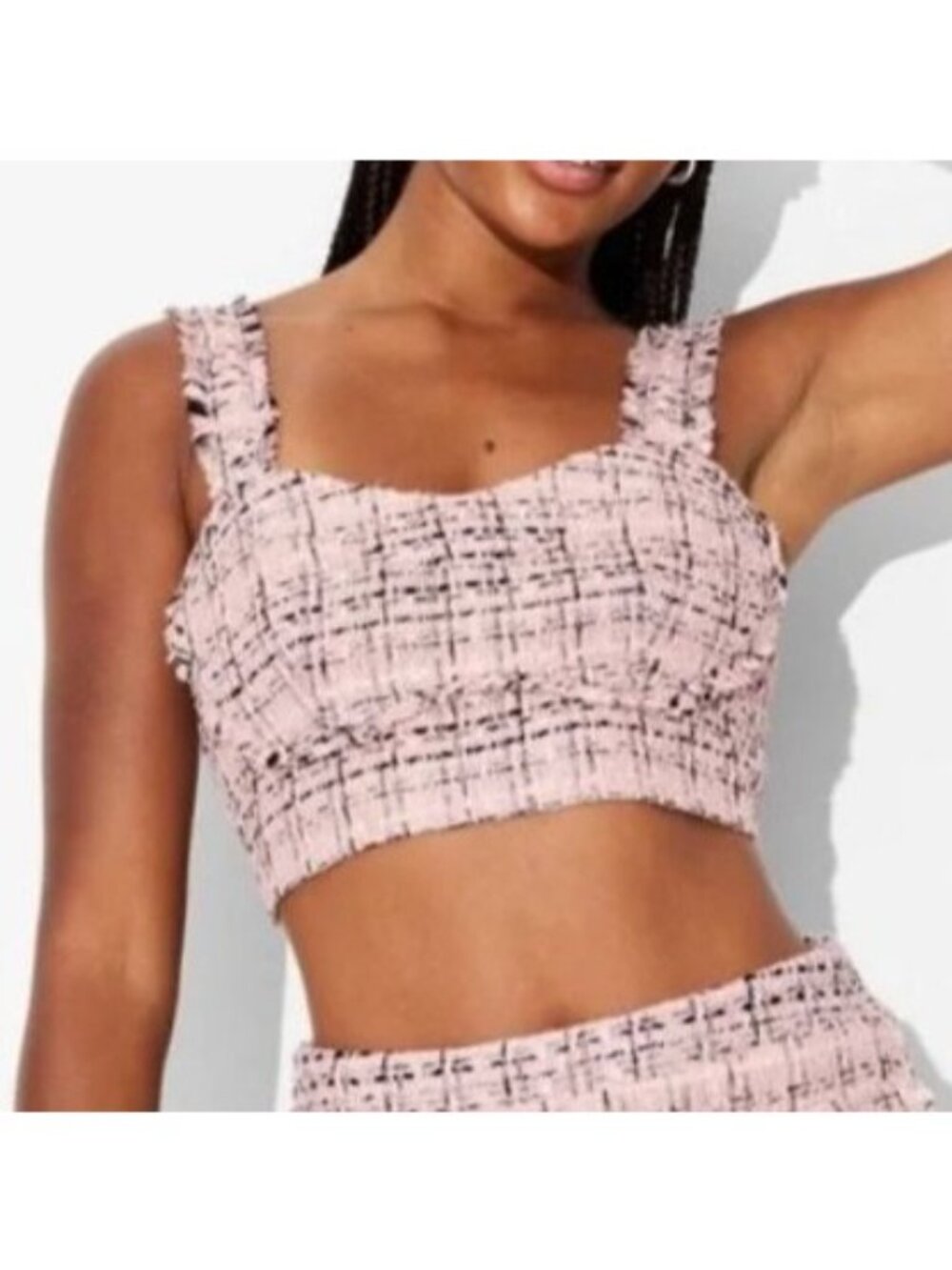 Wild Fable Tweed Crop Top Womens Medium Pink Black New
